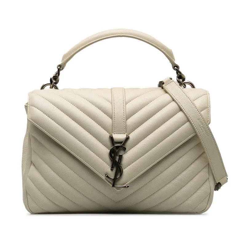 Saint Laurent Monogram Sacchel Handbag 2WAY 392737 White Leather  Saint Laurent