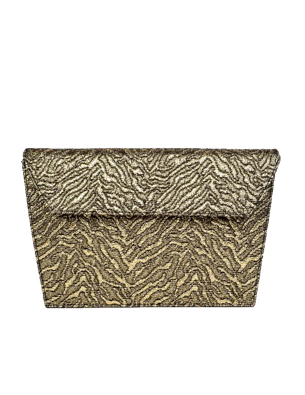 Yves Saint Laurent Vintage AW 1986 Quilted Blackened Gold Lurex Clutch Bag