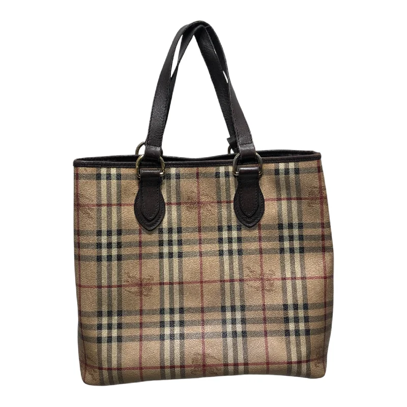 BURBERRY/Tote Bag/Plaid/Leather/BEG/medium tote bag