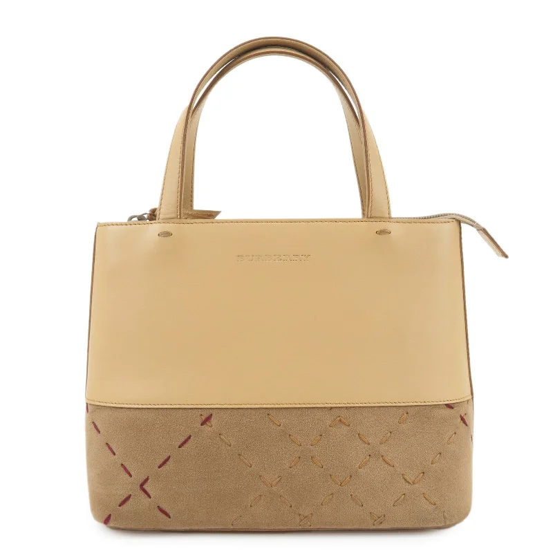 BURBERRY London Leather Suede Tote Bag Hand Bag Beige