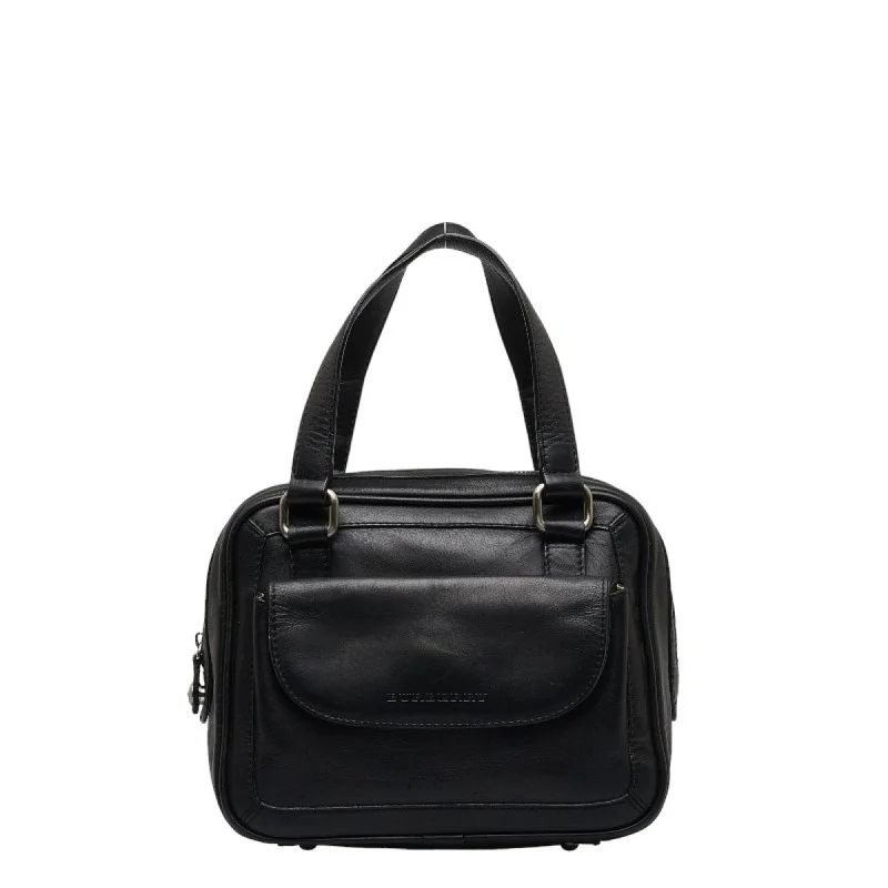 Burberry Nova Check Handbag Black Leather Women's BURBERRY