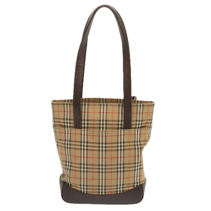 BURBERRY Nova Check Tote Bag Canvas Beige Black  ep4012