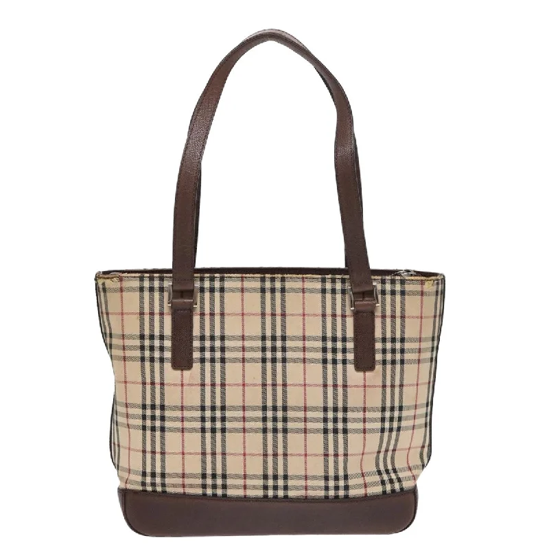 BURBERRY Nova Check Tote Bag Canvas Beige Brown  bs16017