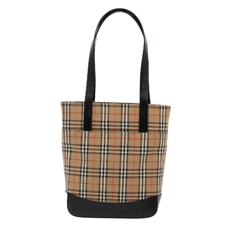 BURBERRY Nova Check Tote Bag Canvas Beige Gold  ep5405