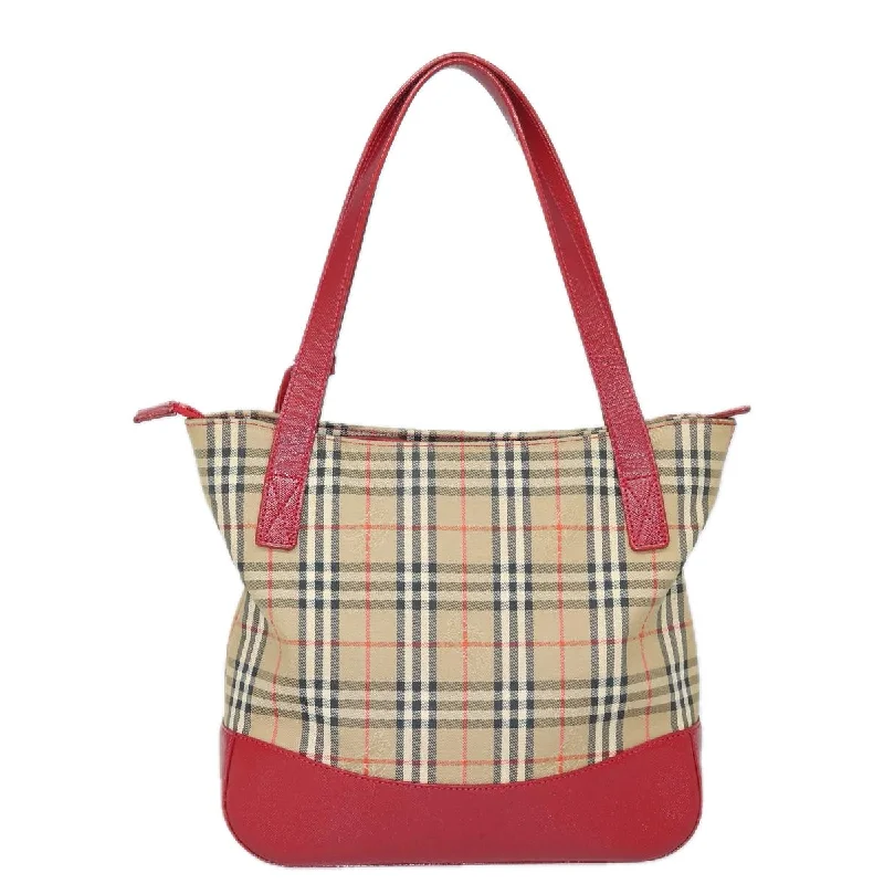 BURBERRY Nova Check Tote Bag Canvas Beige Red  81053