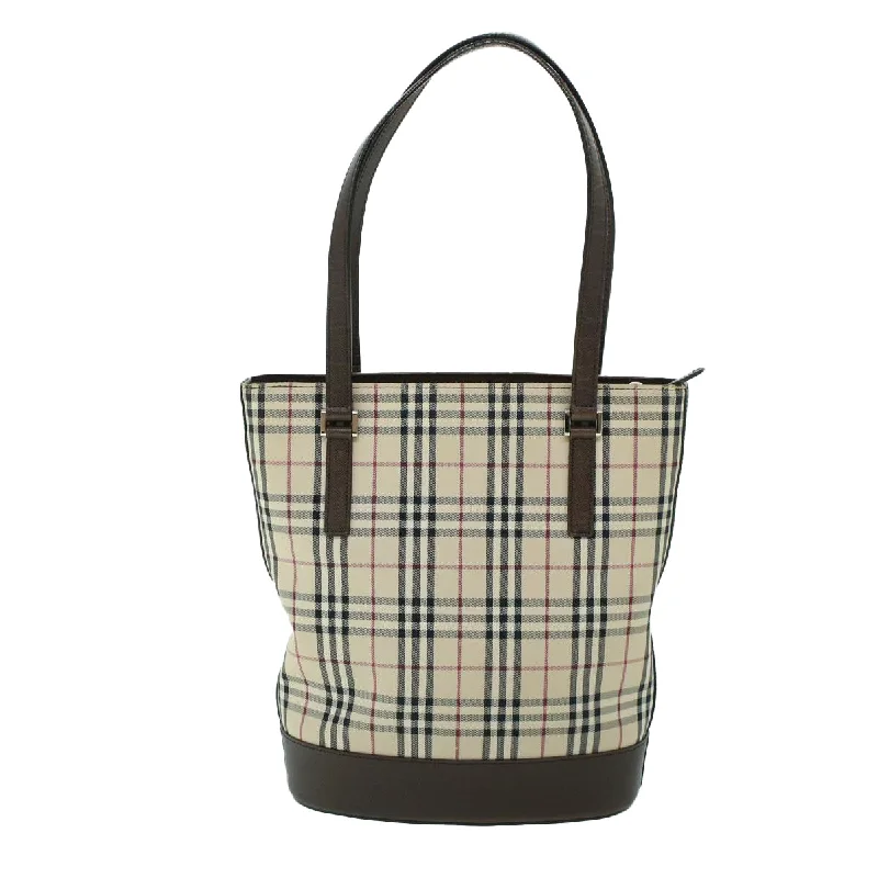 BURBERRY Nova Check Tote Bag Canvas Leather Beige Brown  54021