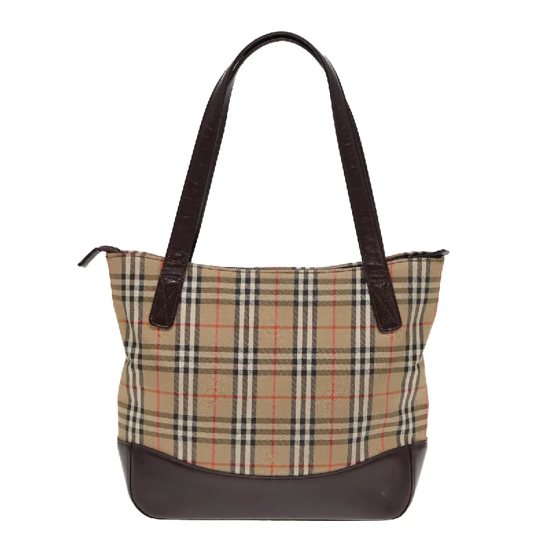 BURBERRY Nova Check Tote Bag Canvas Leather Beige Brown  ep5013