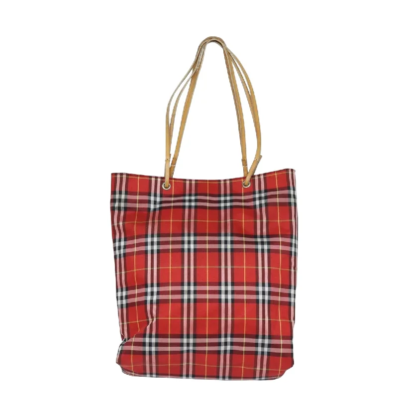 BURBERRY Nova Check Tote Bag Canvas Red  bs15730