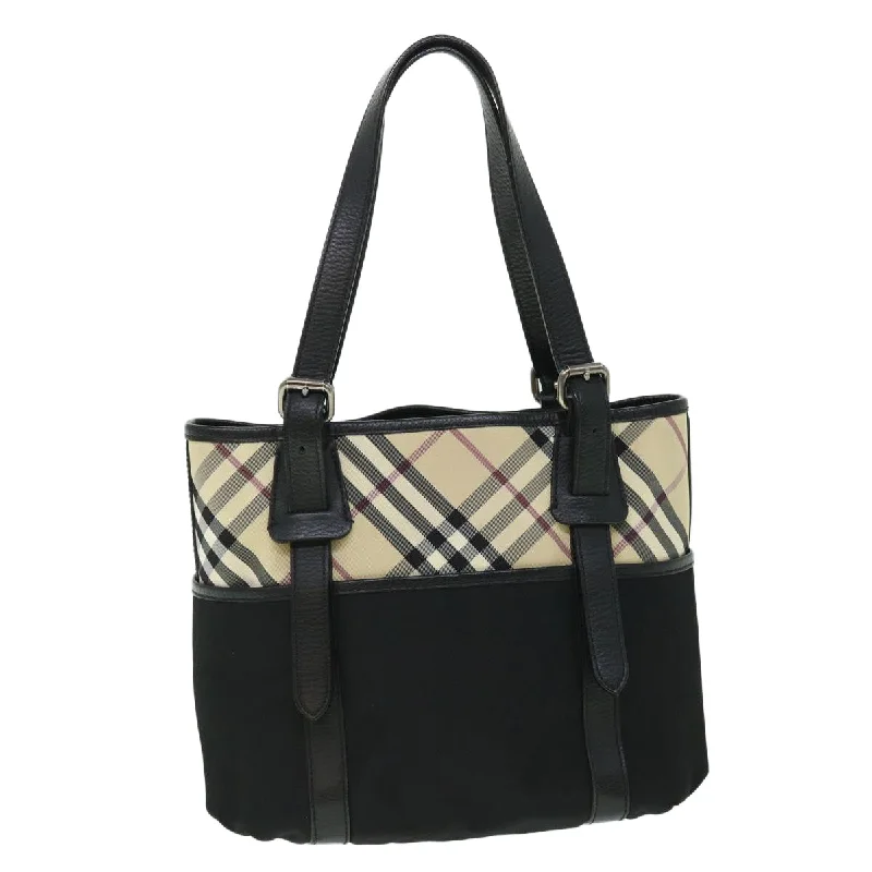 BURBERRY Nova Check Tote Bag Nylon Beige Black  yk8426