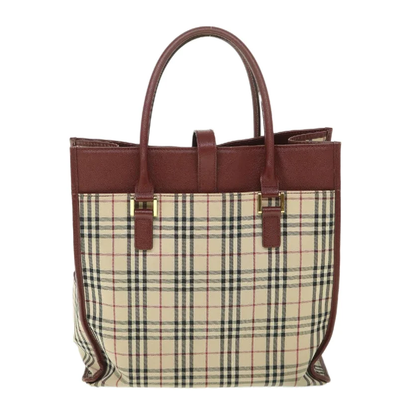 BURBERRY Nova Check Tote Bag Nylon Canvas Beige  56272