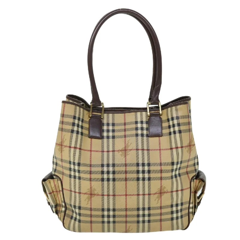 BURBERRY Nova Check Tote Bag PVC Leather Beige Brown  52765