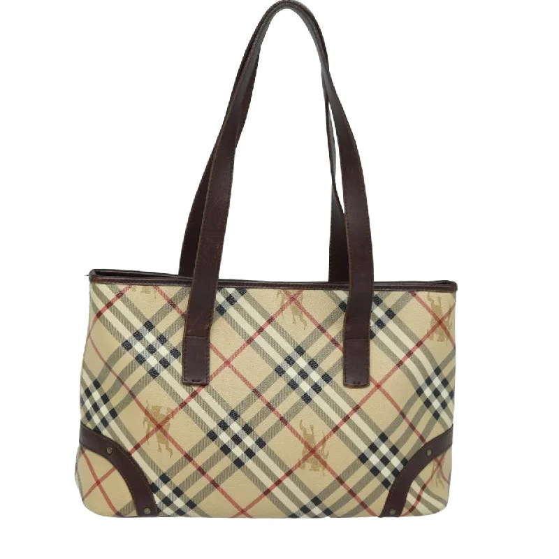 BURBERRY Nova Check Tote Bag PVC Leather Beige  mr261