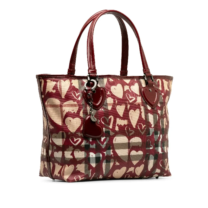 BURBERRY Super Nova Check Hearts Tote Tote Bag