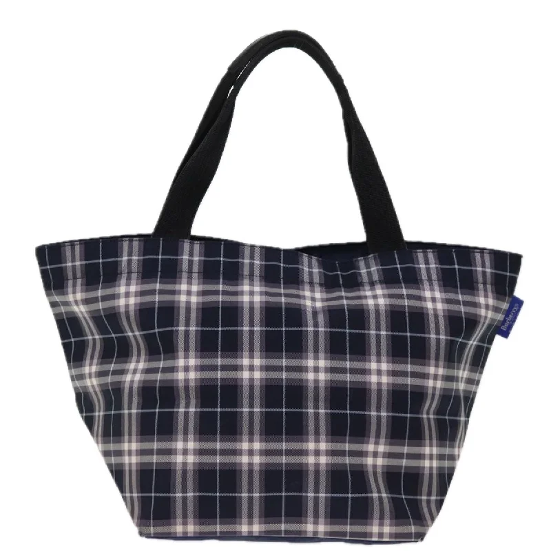 BURBERRYSs Blue Label Nova Check Tote Bag Nylon Navy  kk240