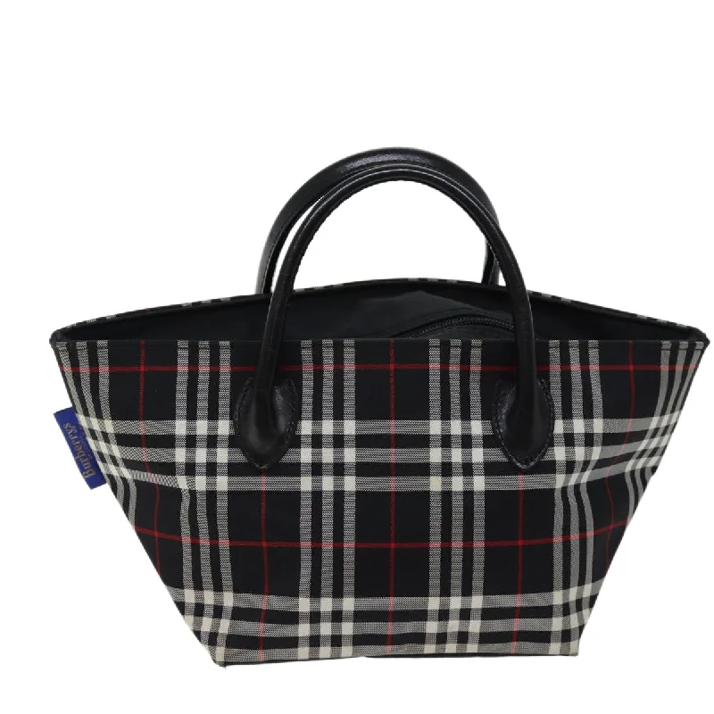 BURBERRYSs Nova Check Blue Label Hand Bag Nylon Black  kk207