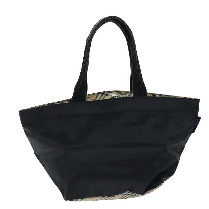 BURBERRYSs Nova Check Blue Label Tote Bag Nylon Black  yk12675