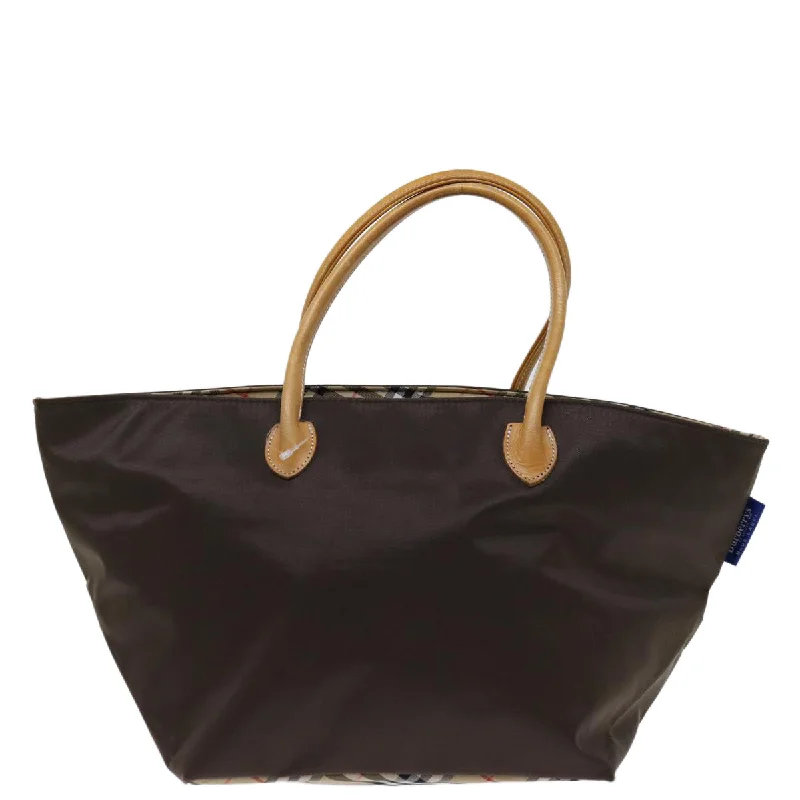 BURBERRYSs Nova Check Blue Label Tote Bag Nylon Brown  bs12913