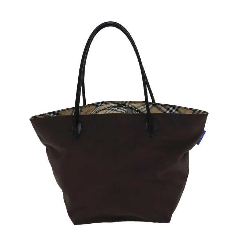 BURBERRYSs Nova Check Blue Label Tote Bag Nylon Brown  bs13863